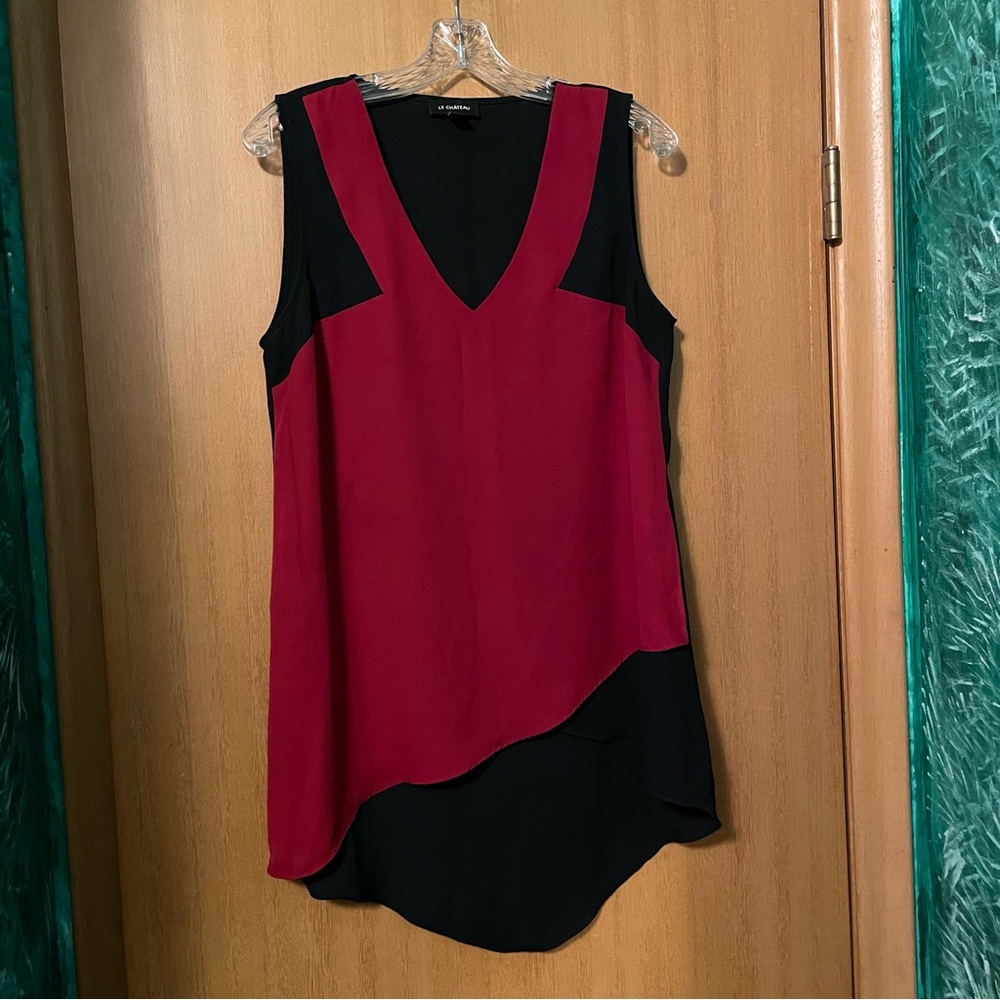 4/$20 | Le Chateau Red Chiffron Tank Top with asymmetrical hem